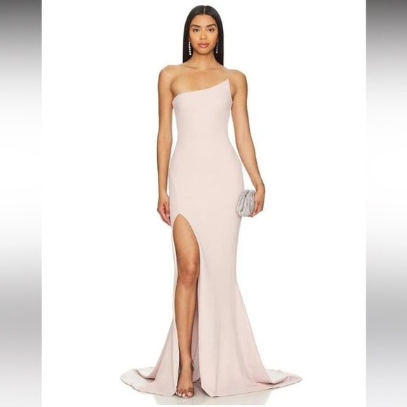 New! Nookie Jasmine One Shoulder Blush Pink Gown Maxi Dress 💗 Size Small NWT! - Picture 4 of 10